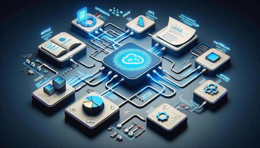 API integration dashboard with multiple system connections and data flow